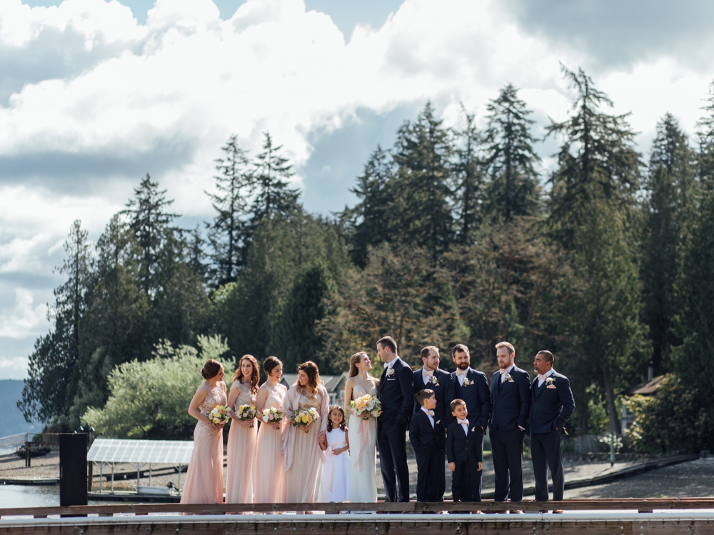 bridal-party-on-dock-at-alderbrook