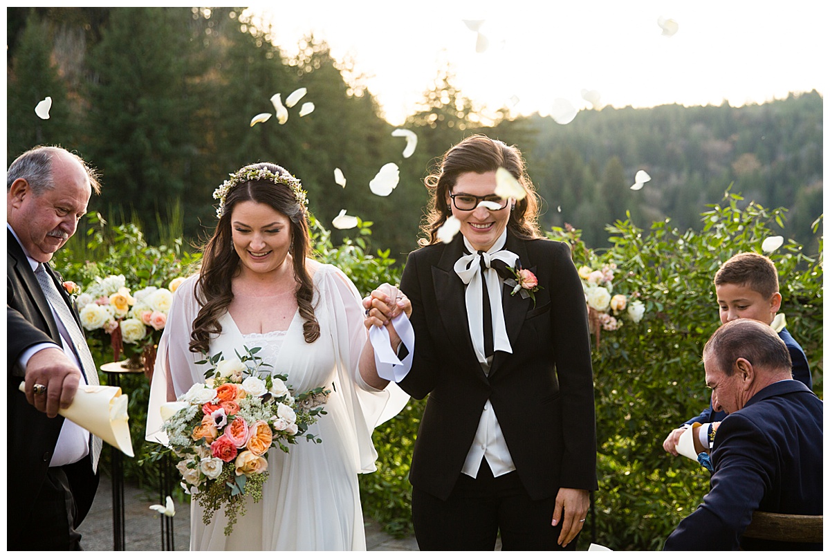 Stylish brides at their wedding at Salish Lodge & Spa - Pink Blossom Events