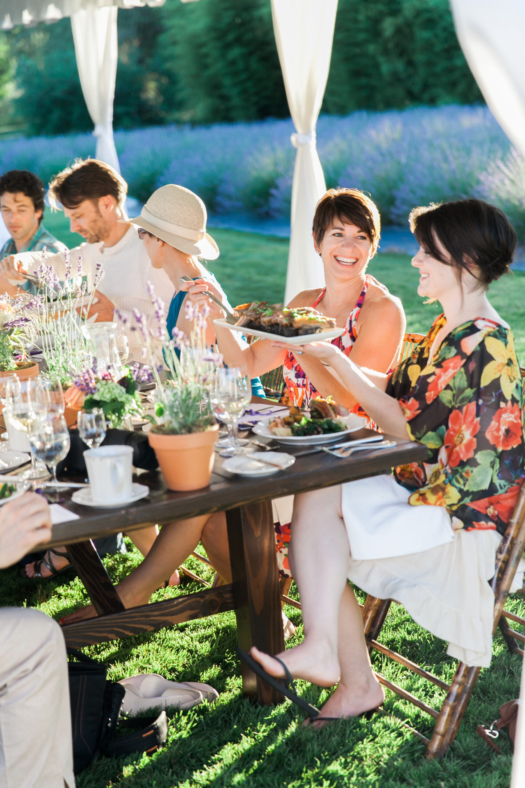 Farm to table dinner at Woodinville Lavender Farm dinner planned by Pink Blossom Events