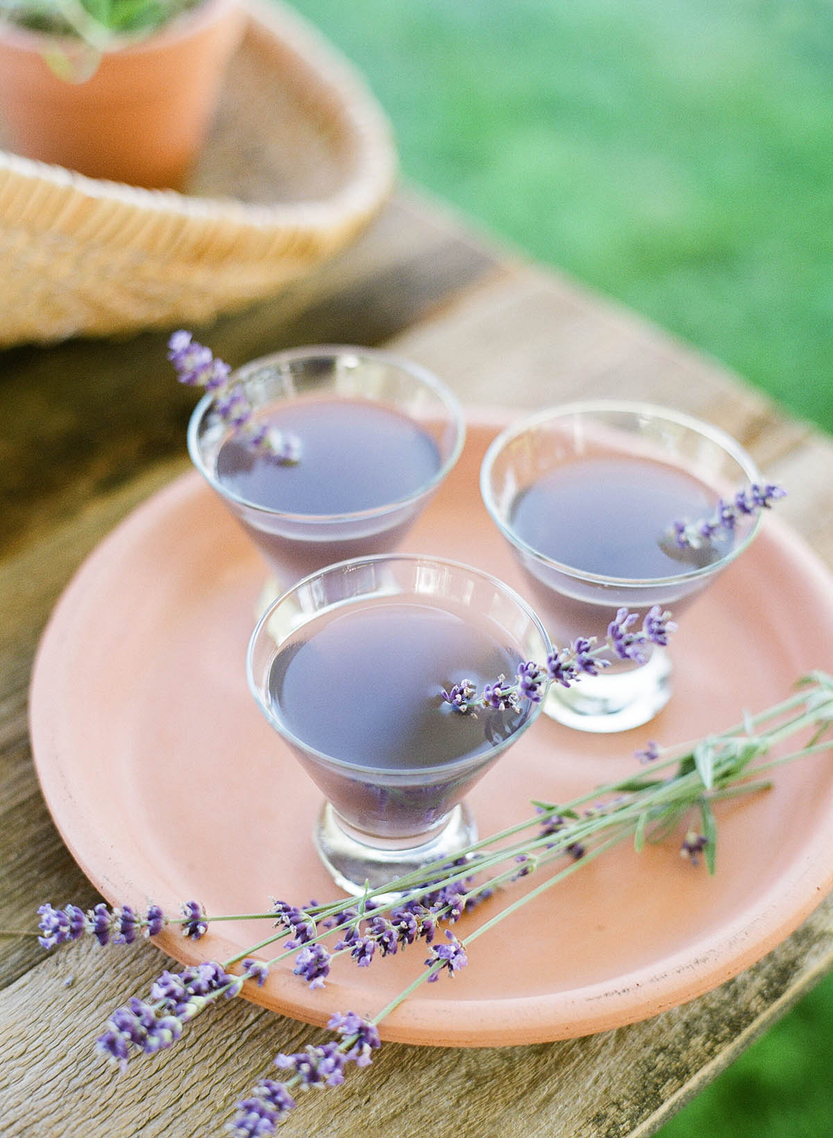 Lavender cocktails at Woodinville Lavender Farm dinner planned by Pink Blossom Events