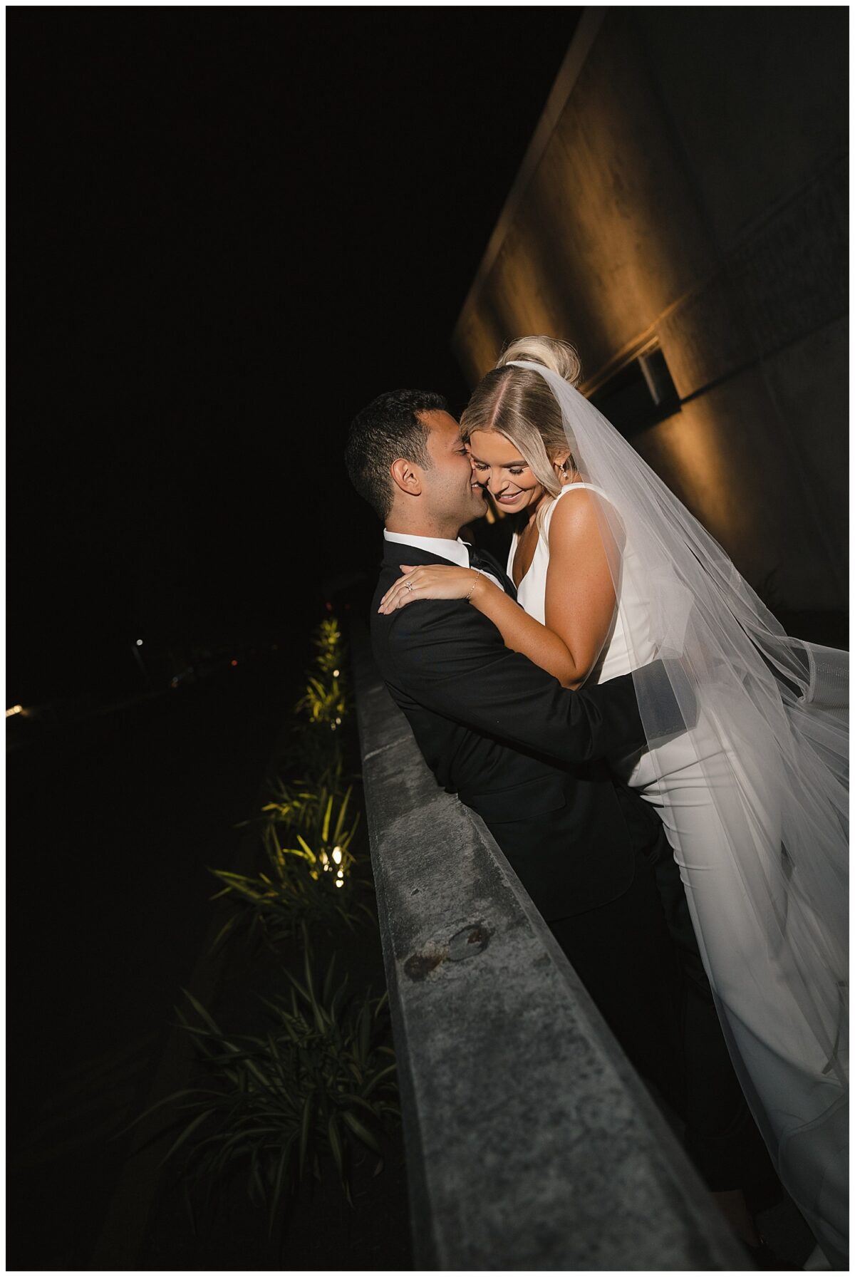 bride and groom nighttime portraits  