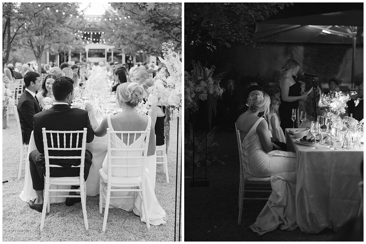 bride and groom at wedding reception 