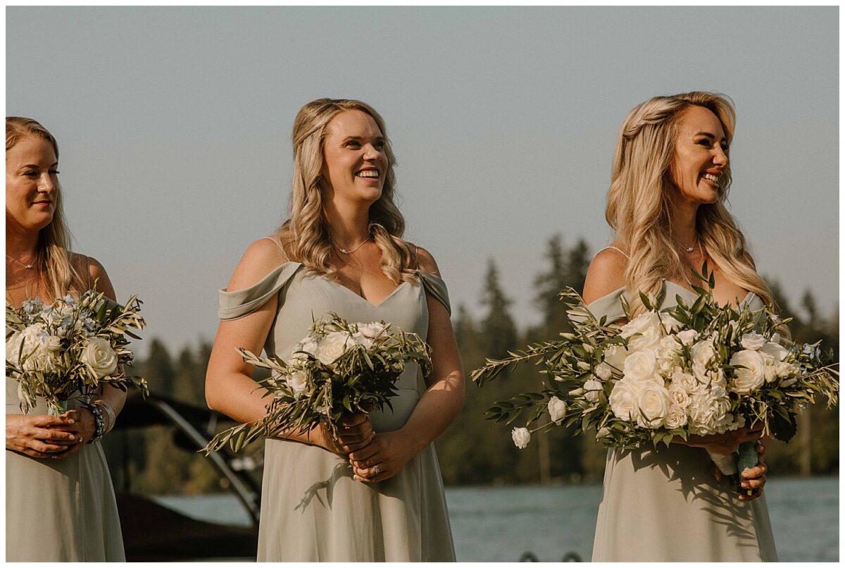 bridesmaids during wedding ceremony 