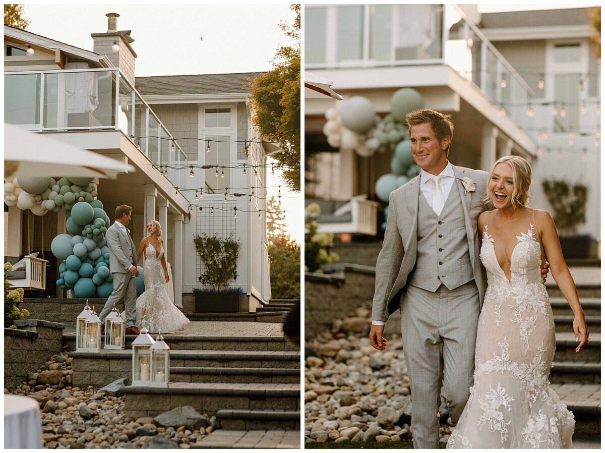 groom and bride entering the reception 