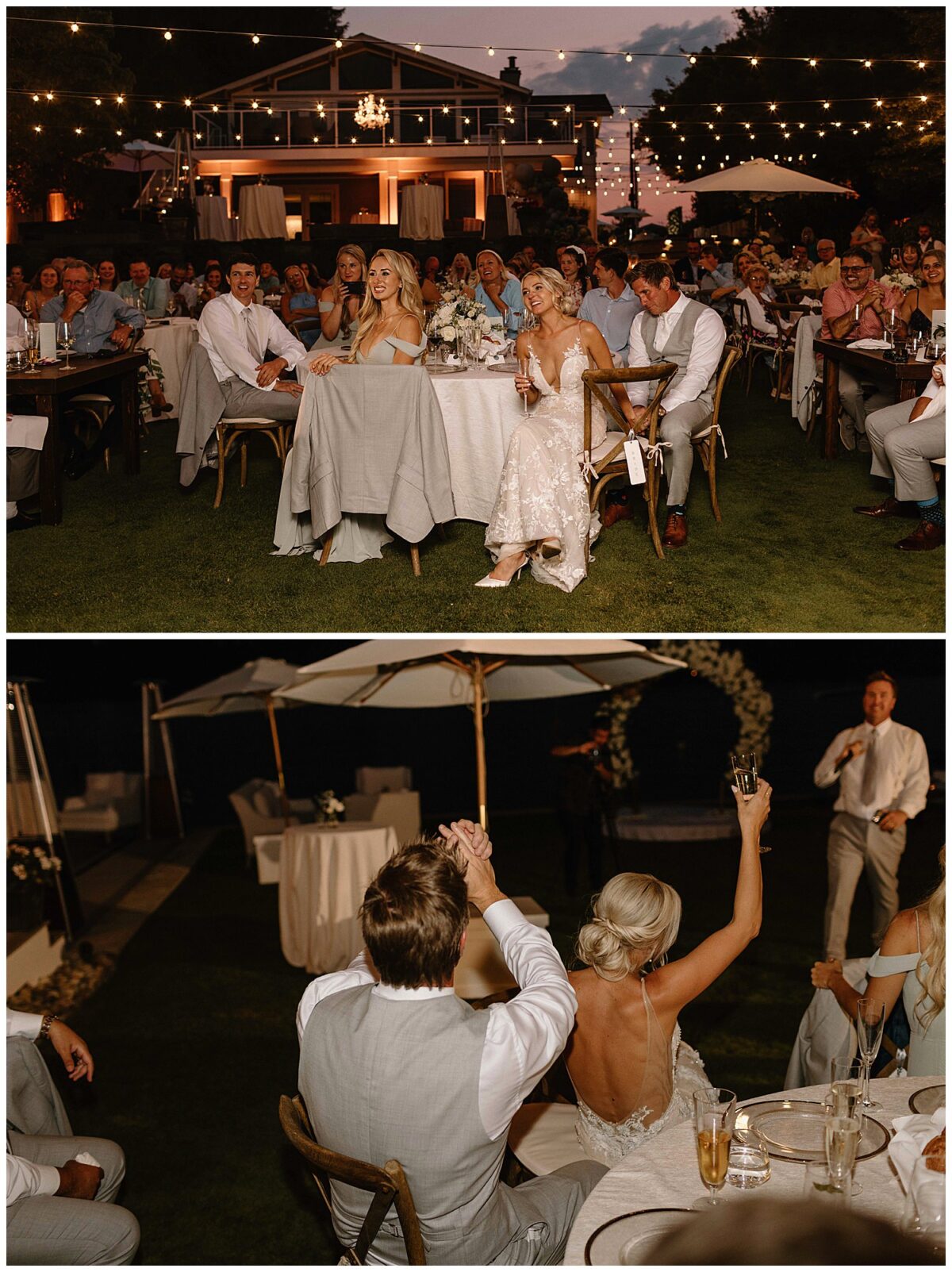 toasting bride and groom 