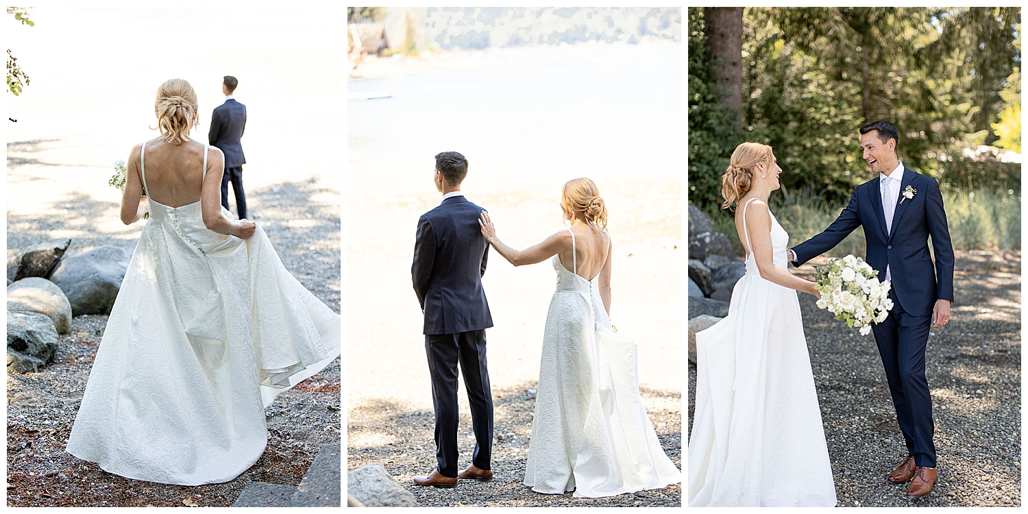 bride and groom first look 