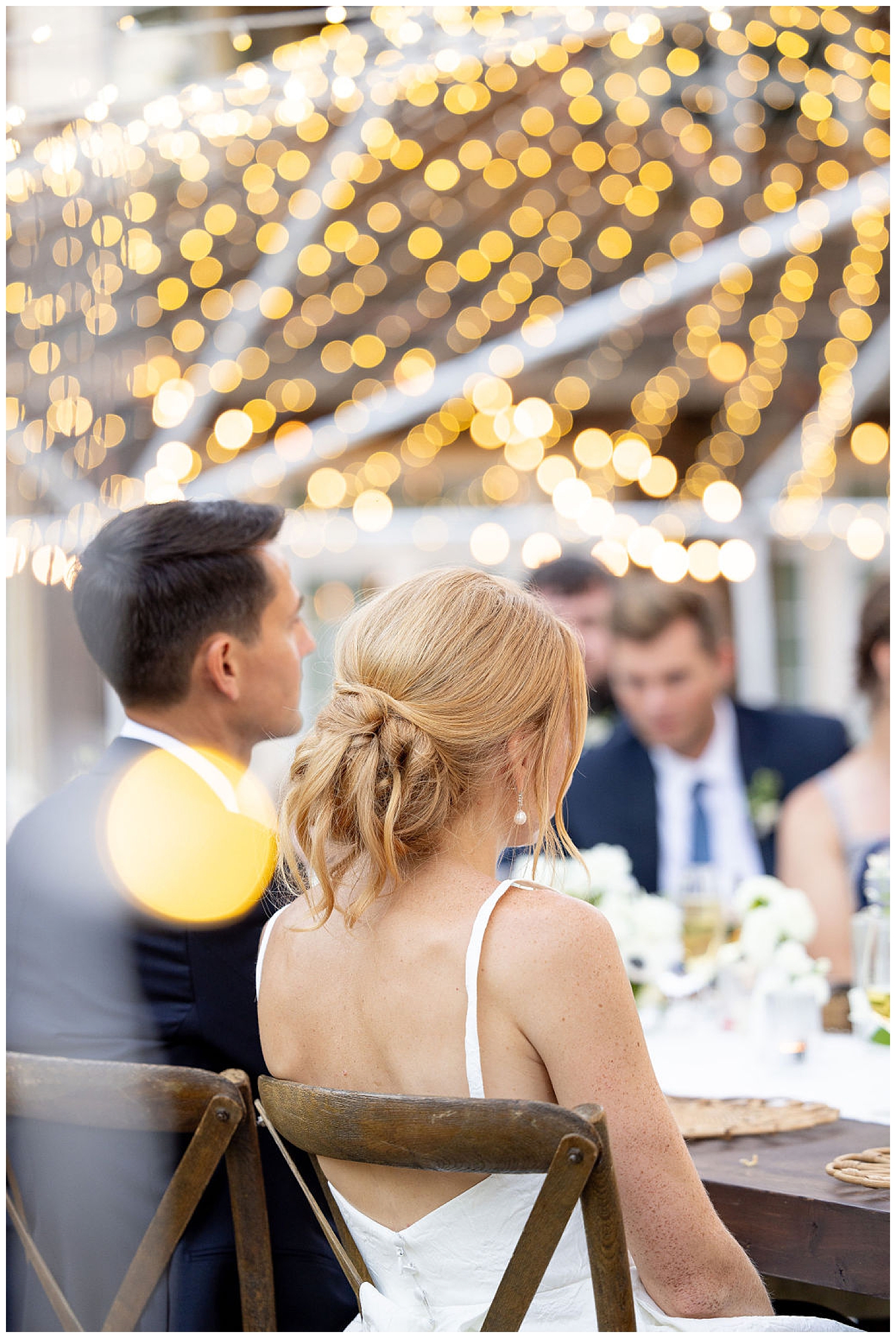 bride and groom at reception 