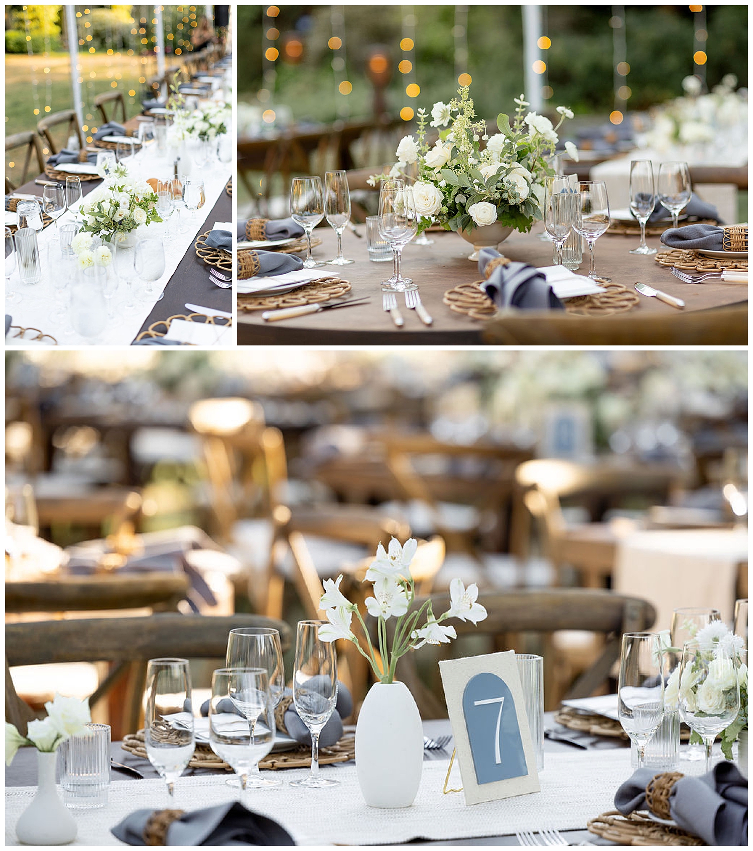 white and neutral wedding reception 